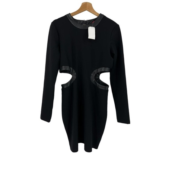 NEW Staud Dolce Long Sleeve Cutout Mini Dress Sz L Black - Picture 5 of 16